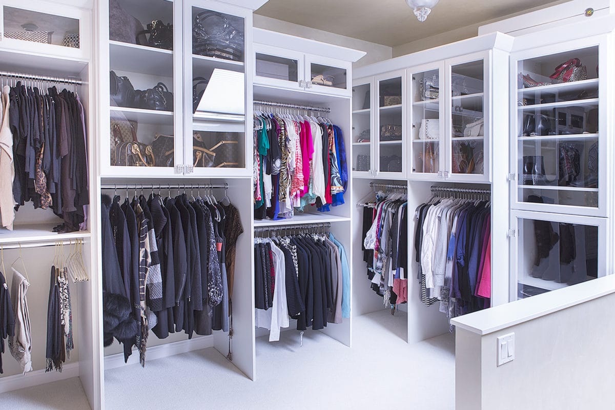 Custom Closet Designer Phoenix Az Systems Cave Creek White Custom Closet With Island Crown Molding And Designer Hardware