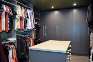 DARK GRAY WARDROBE WITH CUSTOM CLOSET ISLAND