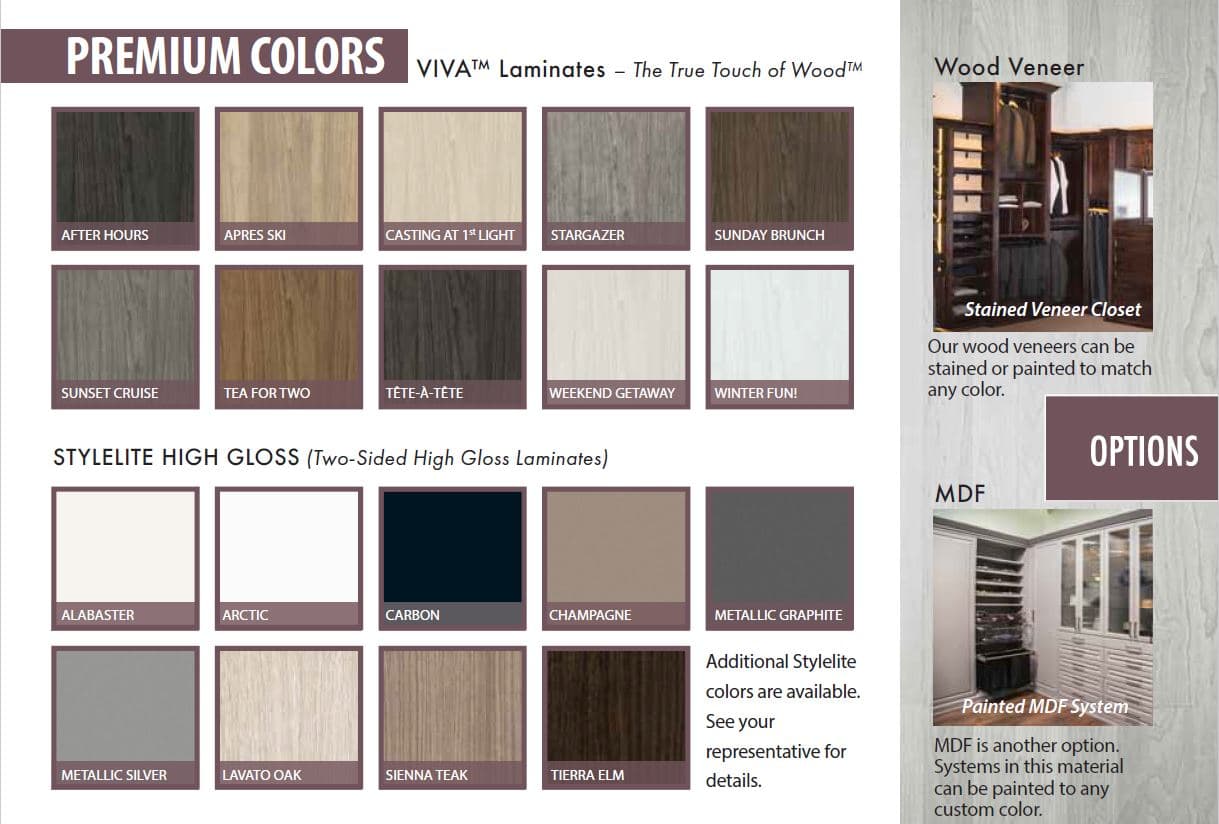 New closet color line-up for Austin-Morgan Closets