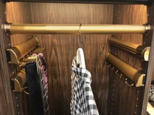Matte Gold Closet accessories by Austin-Morgan Custom Closets in Phoenix AZ
