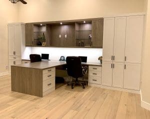 CUSTOM HOME OFFICE CABINETS WITH LED LIGHTING